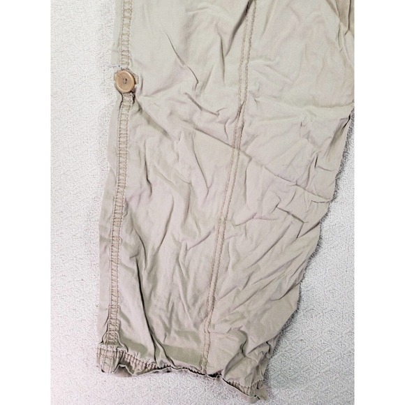 OP Ocean Pacific Pants Womens 17 Ankle Tie Cargo Beige Cotton Zipper Pockets - Picture 14 of 14